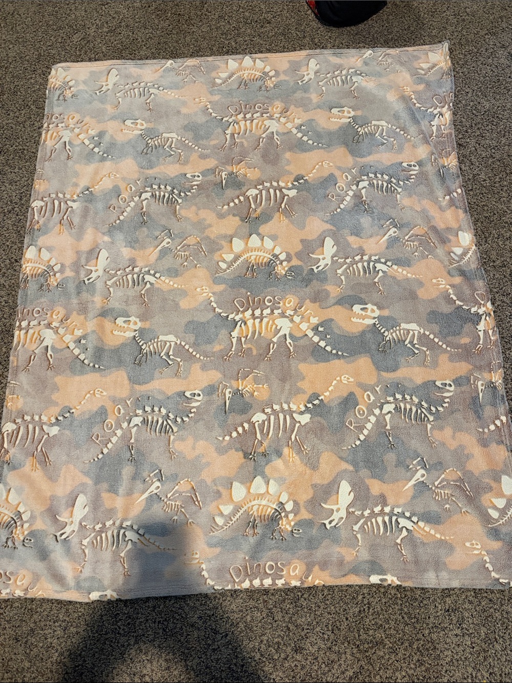 Glow in the dark Dinosaur Skeleton Plush Blanket